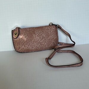 Joy Susan Pink Leopard Crossbody Clutch Vegan Leather
